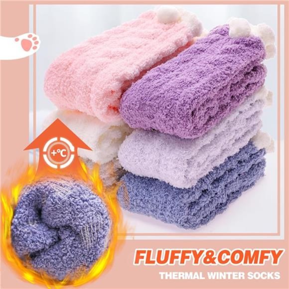 Womens Fuzzy Socks Slipper Fluffy Cozy Comfy Cabin Plush Warm Winter Sleep Socks - Picture 4 of 7